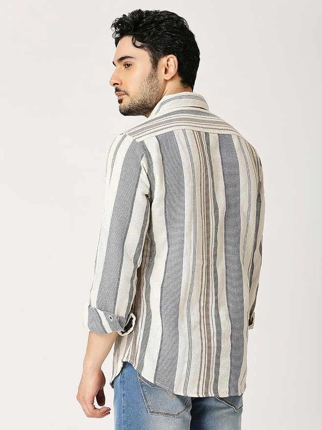 Multi-Stripe Textured Casual Shirt