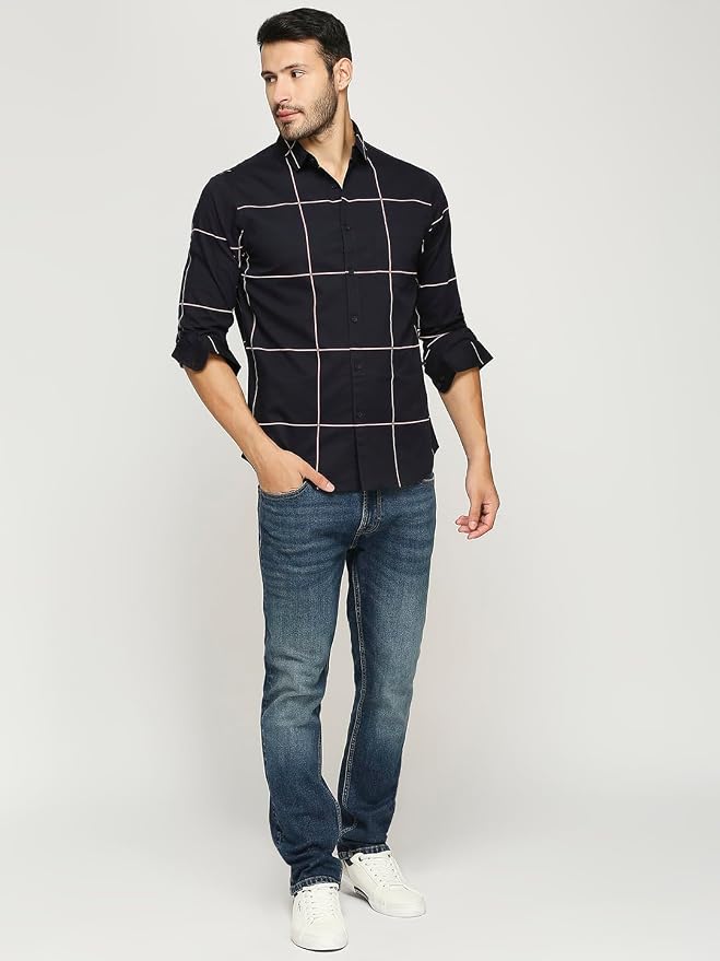Contrast Windowpane Check Shirt