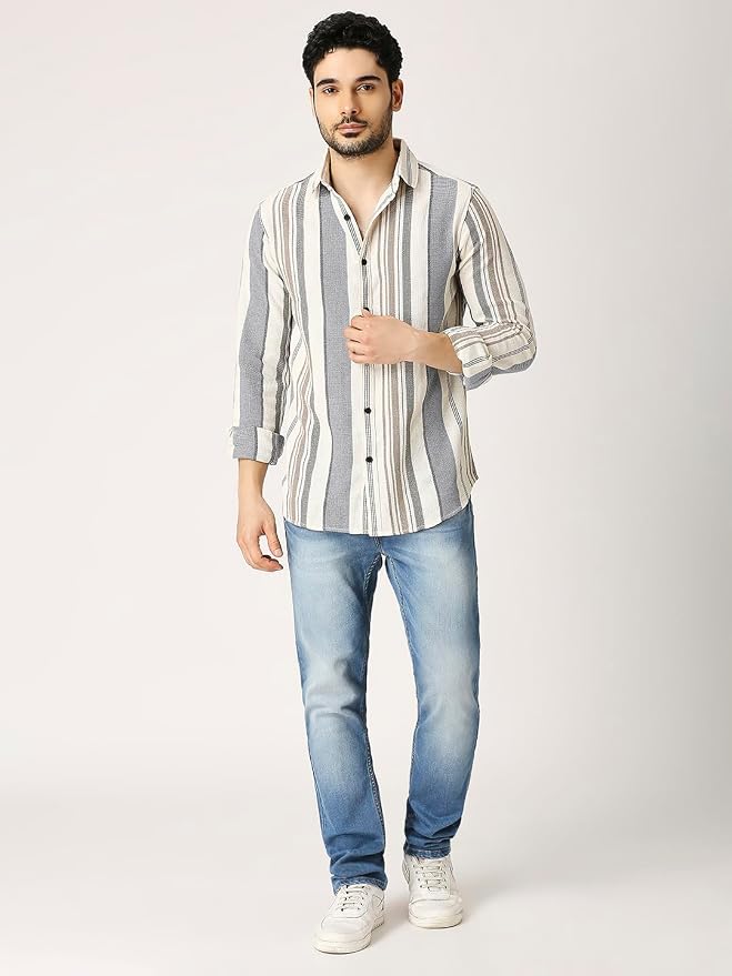 Multi-Stripe Textured Casual Shirt