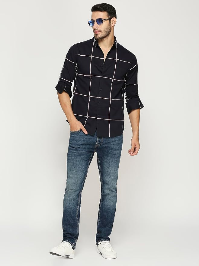 Contrast Windowpane Check Shirt
