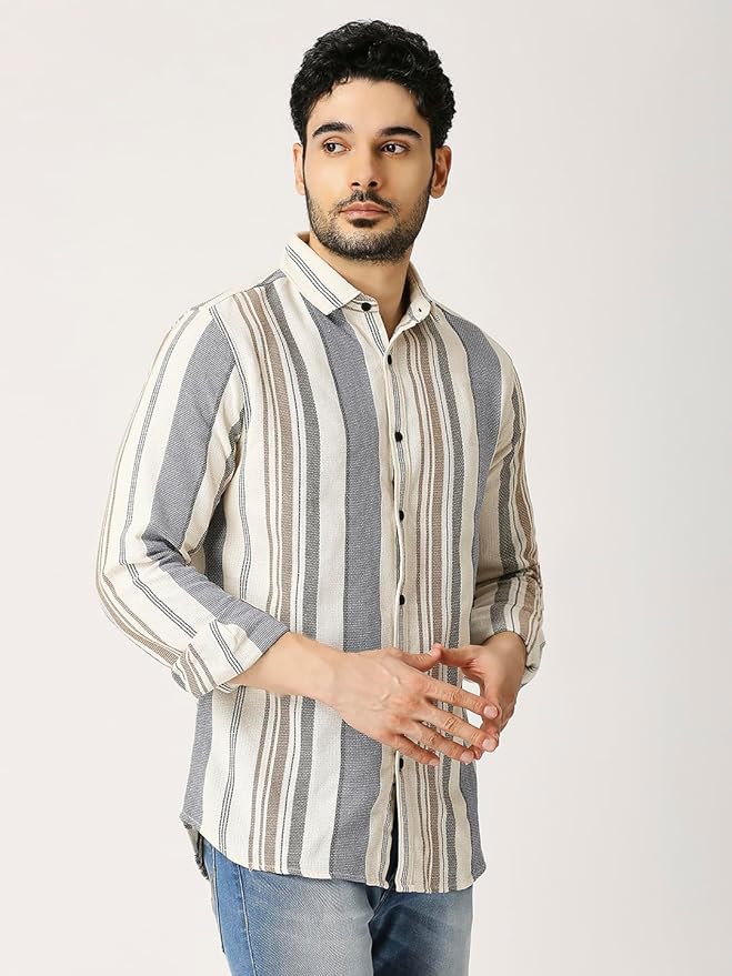 Multi-Stripe Textured Casual Shirt