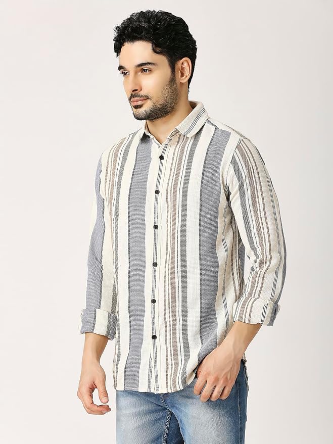 Multi-Stripe Textured Casual Shirt