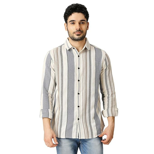 Multi-Stripe Textured Casual Shirt