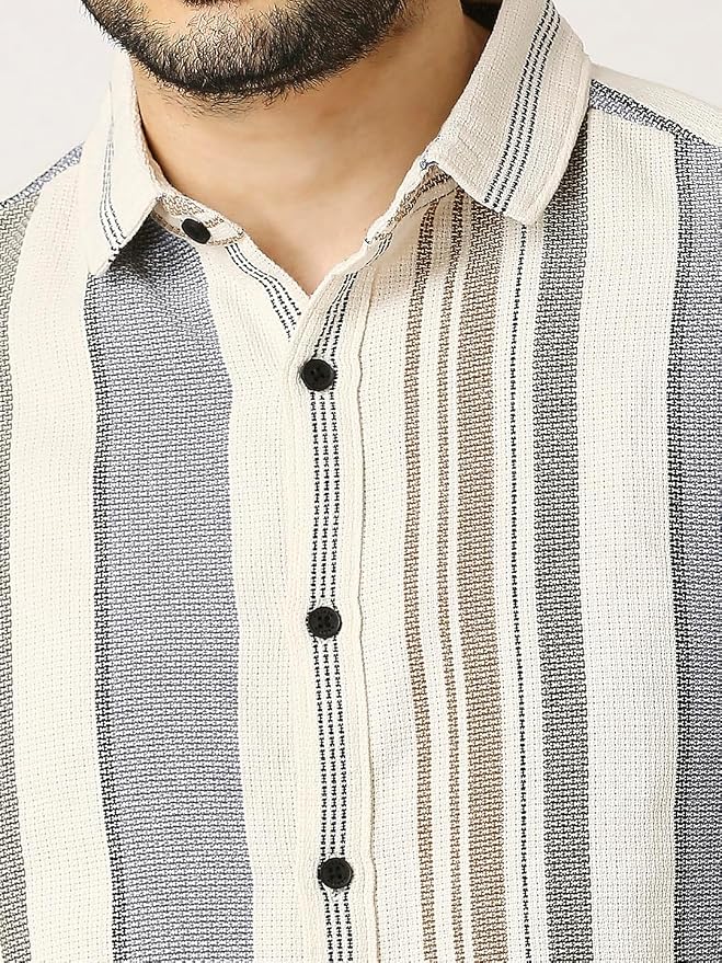 Multi-Stripe Textured Casual Shirt